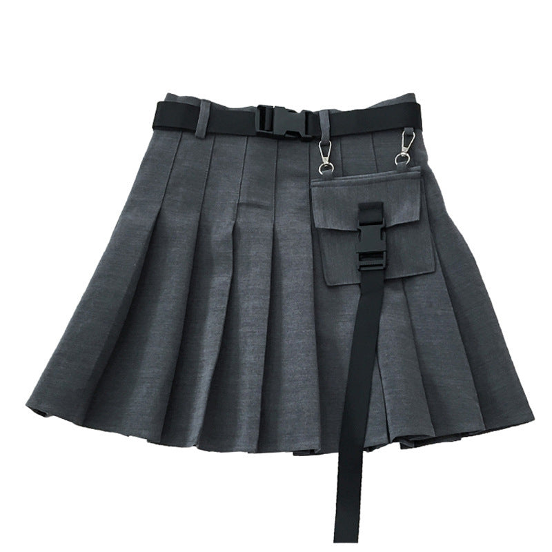 Jupe plissée à ceinture ajustable et poche amovible – style urbain chic