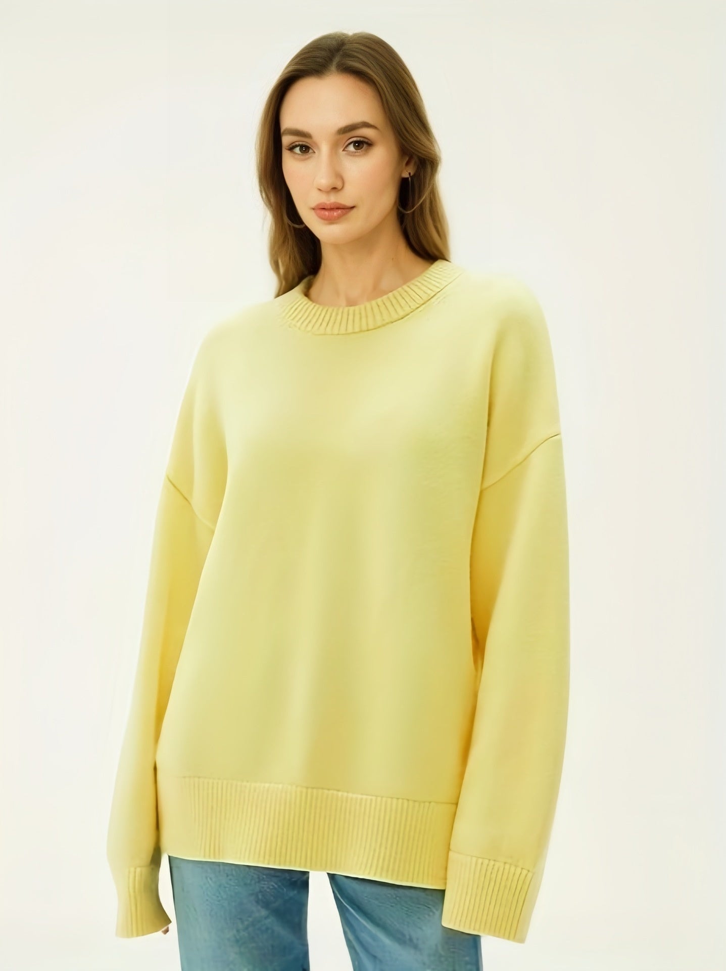 Pull Oversize à Col Rond et Manches Longues