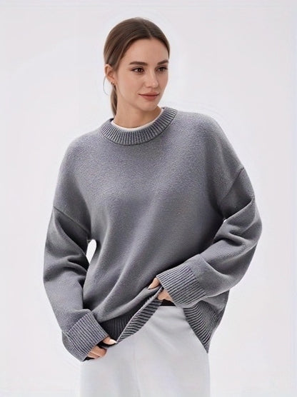 Pull Oversize à Col Rond et Manches Longues
