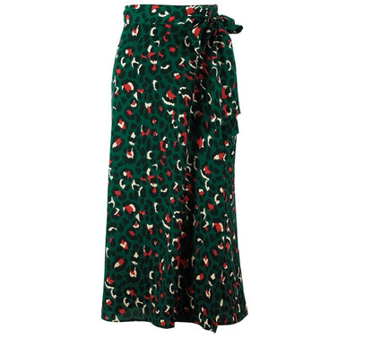 Jupe Longue Portefeuille à Imprimé Léopard Stylisé