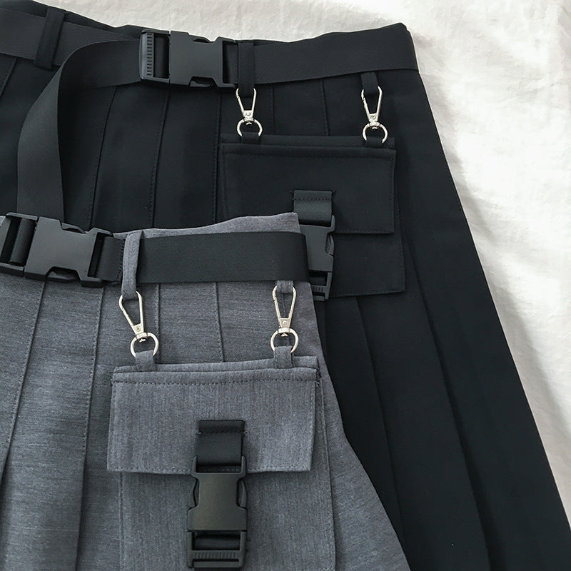 Jupe plissée à ceinture ajustable et poche amovible – style urbain chic