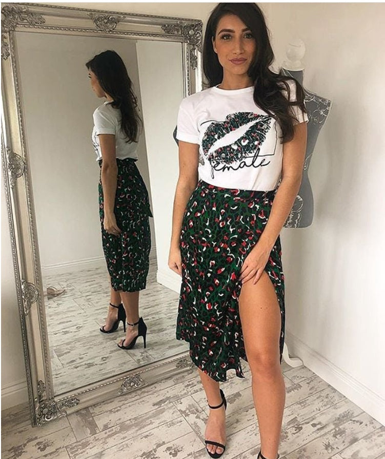 Jupe Longue Portefeuille à Imprimé Léopard Stylisé