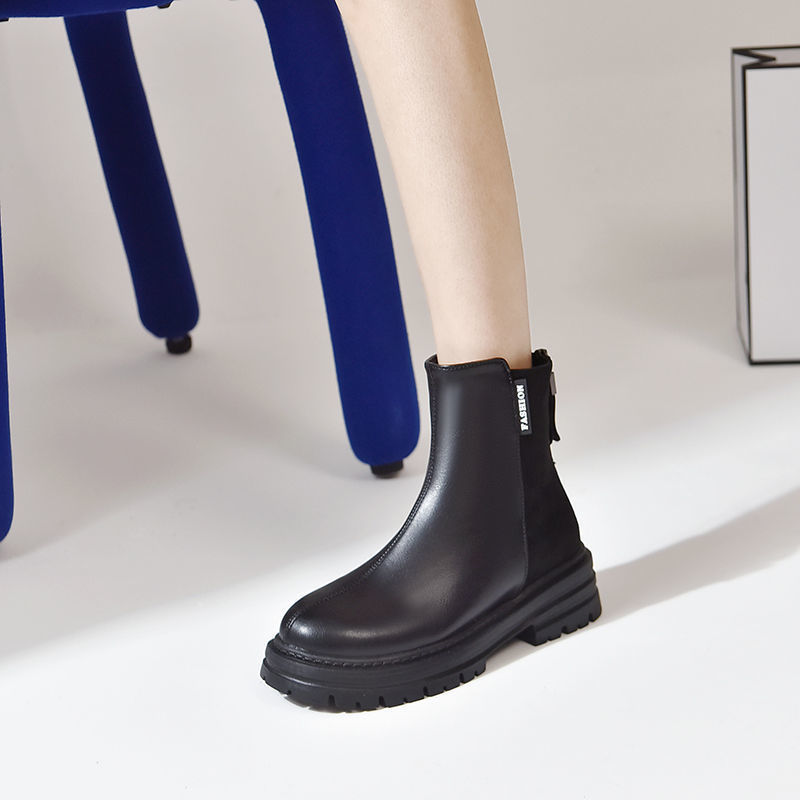 Bottines Modernes à Semelle Épaisse et Fermeture Éclair Arrière