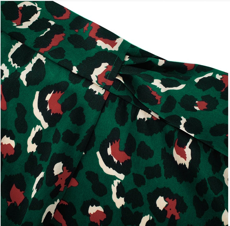 Jupe Longue Portefeuille à Imprimé Léopard Stylisé