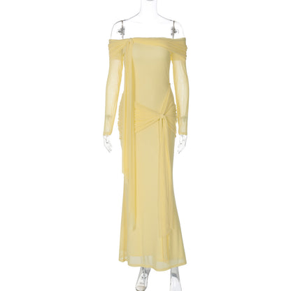 Women's Off-shoulder Slim-fit Lace Up Dress