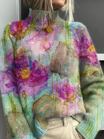 Women's 3D Digital Printing Fresh Cloak Coat Sweater Pullover