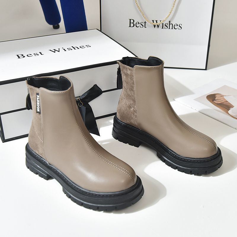 Bottines Modernes à Semelle Épaisse et Fermeture Éclair Arrière