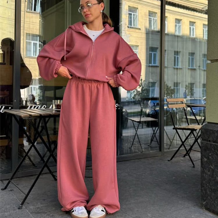 Ensemble de Survêtement Décontracté avec Veste Zippée et Pantalon Large