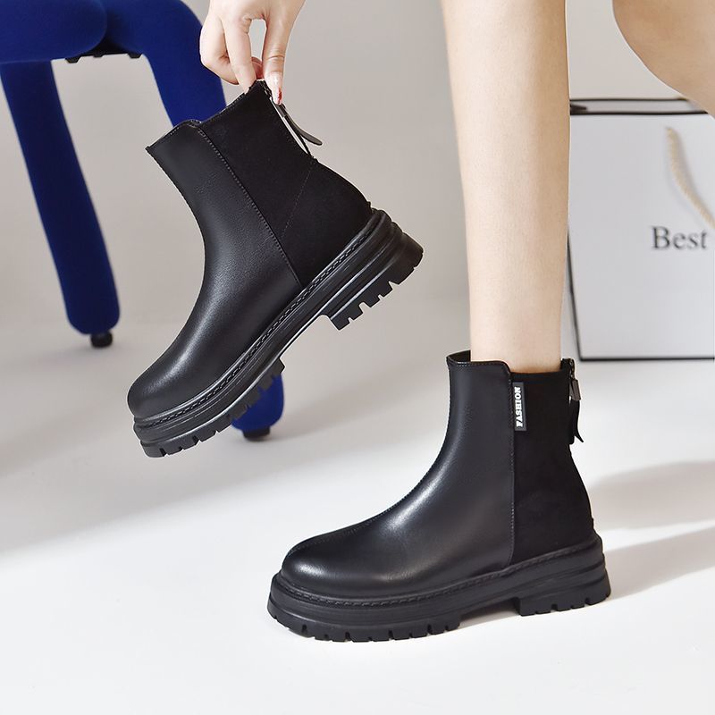 Bottines Modernes à Semelle Épaisse et Fermeture Éclair Arrière