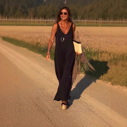 Robe à bretelles sexy et tendance à col en V pour femme