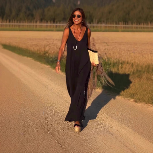 Robe à bretelles sexy et tendance à col en V pour femme